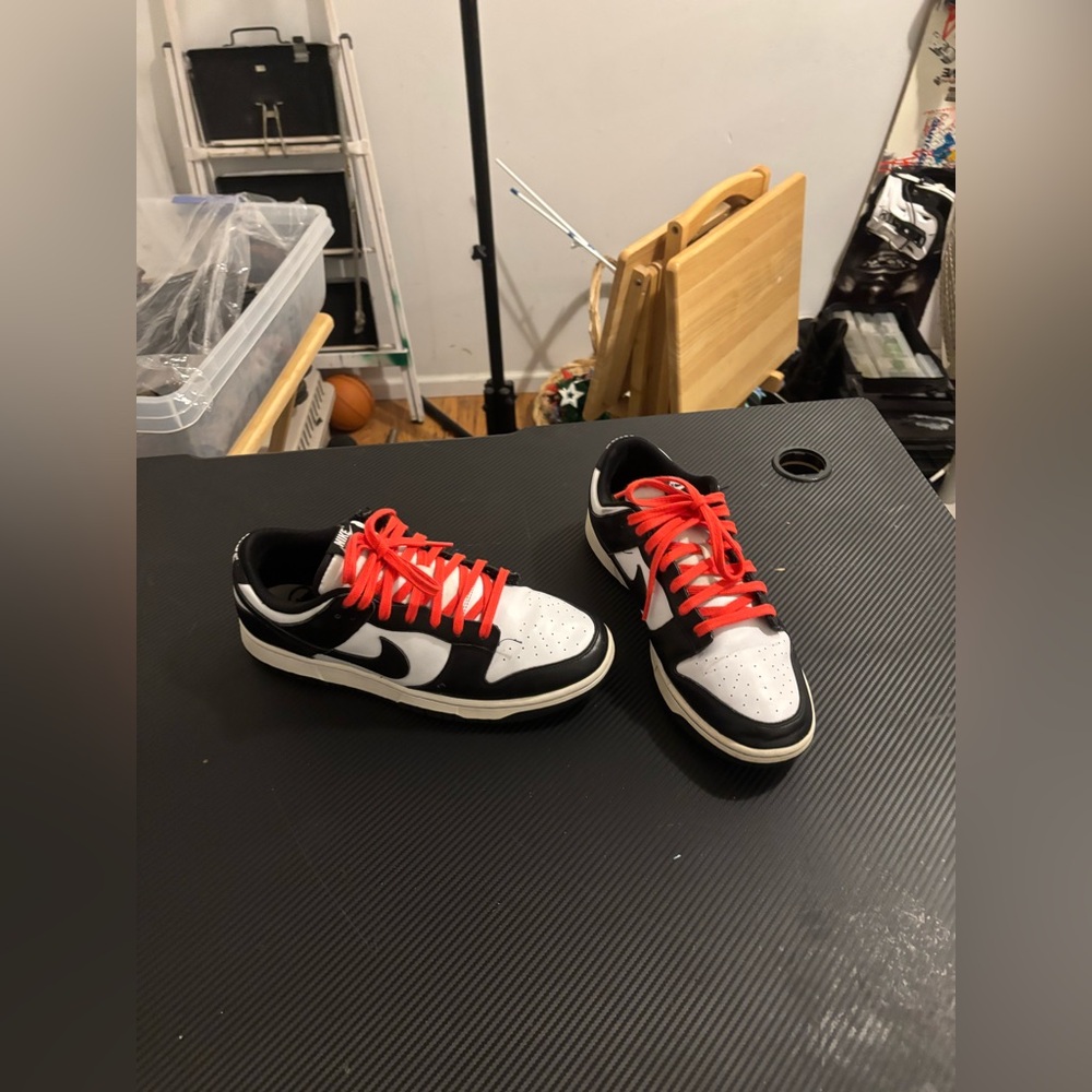Nike dunk low panda size 12 with red laces